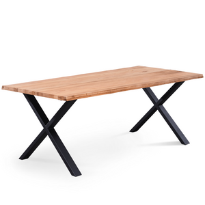 Susan - Table 200 x 95 cm en chêne naturel huilé avec pieds croisés (Préparé pour des rallonges)