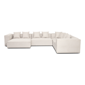 Hailey - Canapé modulaire en U beige avec 4 modules - Méridienne gauche L: 368 x P: 247 x H: 65 cm