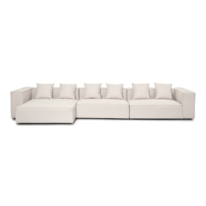 Hailey - Canapé modulaire à méridienne gauche beige avec 3 modules L: 415 x P: 148 x H: 65 cm