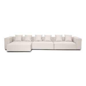 Hailey - Canapé modulaire à méridienne gauche beige avec 3 modules L: 415 x P: 148 x H: 65 cm